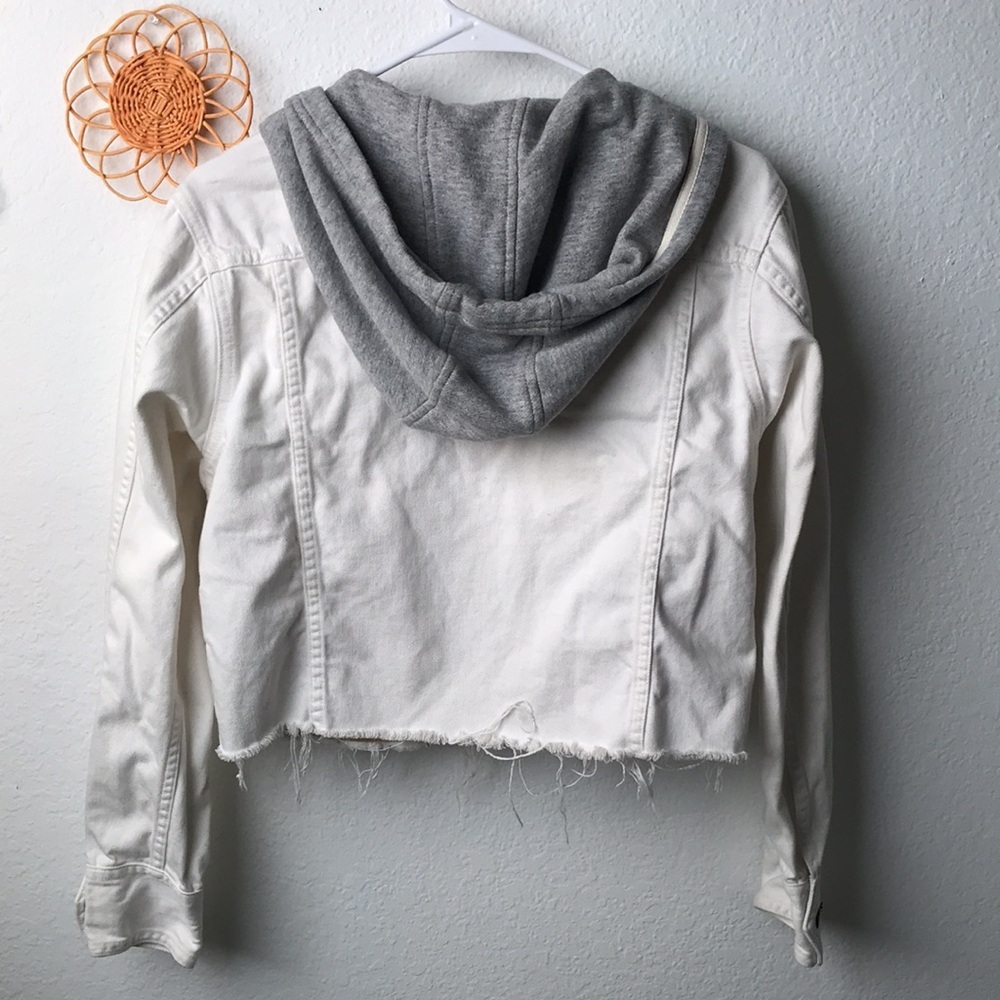 Rag & Bone Crop Boy Denim Hoodie Jacket Button Up White Gray Color Size XS - Picture 3 of 6
